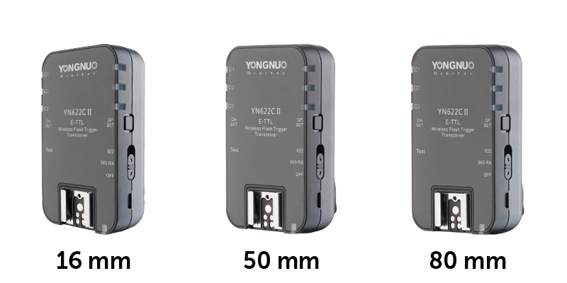 Porównanie perspektywy 16mm 50mm 80mm